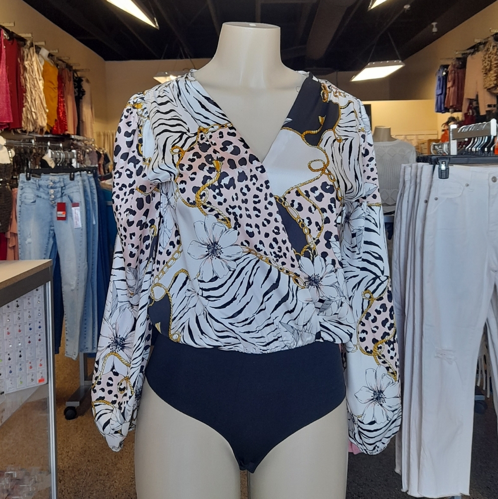 Long Sleeve, V-Neck Bodysuit
